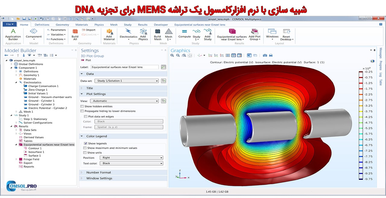 شبیه سازی با نرم افزارکامسول یک تراشه MEMS برای تجزیه DNA